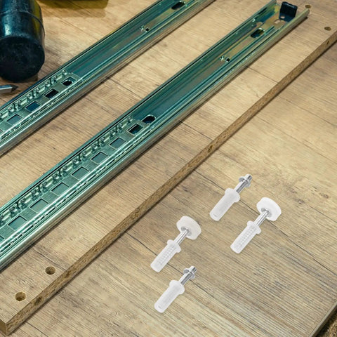 Heavy Duty 4 Piece Bi Fold Closet Door Hardware Kit With Top Roller Pivot Set In Modern White Finish Built For Super Smooth Glide And Rock Solid Performance On Interior Folding Doors Great For Quick Repairs And Maintaining Awesome Door Style Day, white hardware laid on wood