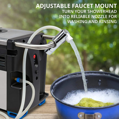 Portable Propane Water Heater And Shower Pump With Built In Battery Compact Outdoor Cleaning System With LCD Display