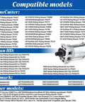 Chart displaying compatible models list for TimeCutter, Titan HD, Exmark, and others with image of a 10 Tooth CW Starter Motor.