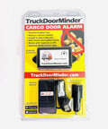 Big Rig Cargo Door Alert And Roll Up Opener Security Monitor With Straight Plug 12 Volt Power And Dual Usb Charging Ports in packaging with receiver and power adapter.