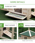 No Sweat Wooden Chicken Coop With Hinged Nesting Box And Removable Egg Tray Featuring Asphalt Roof Fir Wood Walls And Screened Ventilation Setup For Your Backyard Flocks slide-out tray for easy cleaning and built-in ramp