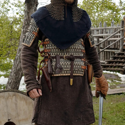 Heavy Duty Medieval Sword Belt And Scabbard Set For Knights Straight Up Classic Reenactment Wear That Goes Hard Legit Leather Build In Black Or Brown That Holds Its Ground For Folks Prepping For The Big Festival on a knight in armor.
