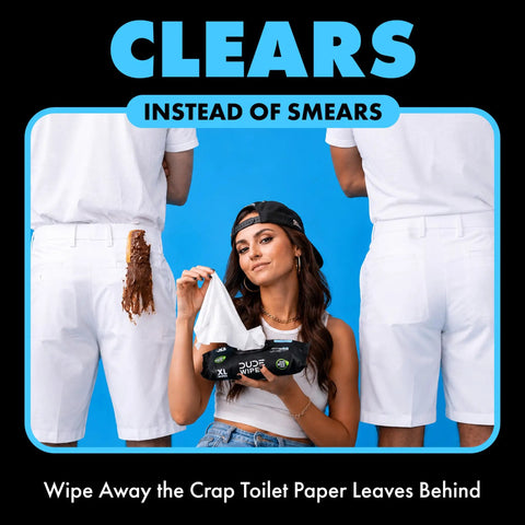 Woman holding Fragrance Free Extra Large Flushable Wipes For Sensitive Skin No Scent Unscented Adult Wet Wipes With Vitamin E And Aloe