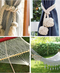 Thick 1 Inch Natural Cotton Craft Rope 100 Ft Four Strand Twisted Cord Soft White Macrame String used in decor and outdoors