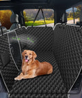 Built Like A Tank Dog Car Seat Cover For Tesla Cybertruck 2024 And Newer in black honeycomb texture with a golden retriever.