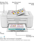 Go To Compact All In One Wireless Printer Featuring Automatic Document Feeder Built In Fax And Seamless Mobile Printing For Home Office Inkjet Scanner Copier No Sweat Setup with front paper tray open.