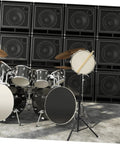 Heavy Duty Folding Drum Rack With Adjustable Alloy Snare Holder Portable Practice Drum Pad Kit For Tour Bound Road Trips And Killer Quick Setup Studio Sessions with drums and speakers.