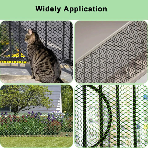 Black Plastic Wire Mesh Roll 15.7In By 10Ft Chicken Wire Fence used as balcony guard, garden barrier, and for pets
