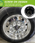 Truckers Favorite Flat Top Lug Nut Covers 20 Pack Chrome ABS Plastic Thread On 33mm To Two Point Seven Five Inch installed