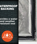Image showing waterproof backing of Beast-Mode Duct Tape With Forge-Link Technology Ultra Tough Fabric on window seam.