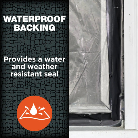 Image showing waterproof backing of Beast-Mode Duct Tape With Forge-Link Technology Ultra Tough Fabric on window seam.