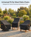 Heavy Duty 600D Outdoor Chair Covers Waterproof For Swivel, Lounge, Rocking And Adirondack Chairs on patio
