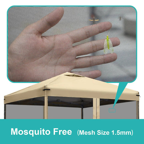 Replacement Mosquito Netting For 10x10 Pop Up Canopy Gazebo Mesh Sidewalls For Patio Backyard Camping And Outdoor Use Net Only Frame Not Included Beige