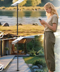 Person near a Gen 3 Satellite Dish Pole Mount Kit 10 Foot Ground Mount with Pipe Adapter, shown in outdoor installation setting