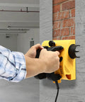 Person using Heavy Duty Electric Wall Planer, 1200W Concrete Scraper against a wall, showcasing its adjustable depth feature.