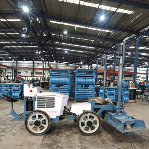 Automated Concrete Screed Machine For No Fuss Warehouse Flooring And Paving Jobs, Customizable Configurations, Continuous Elevation Scan, Heavy Duty Tool For Farming, Construction, And Land Management, High Quality Build And Durable, blue wheeled unit in warehouse