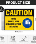 Caution Hi Vis Safety Vest Required Beyond This Point Sign Durable Rust Free Aluminum With UV Protected Print Waterproof Outdoor Warning Sign For Industrial Areas Highly Reflective For Day And Night Visibility, 14x10 in 2-pack