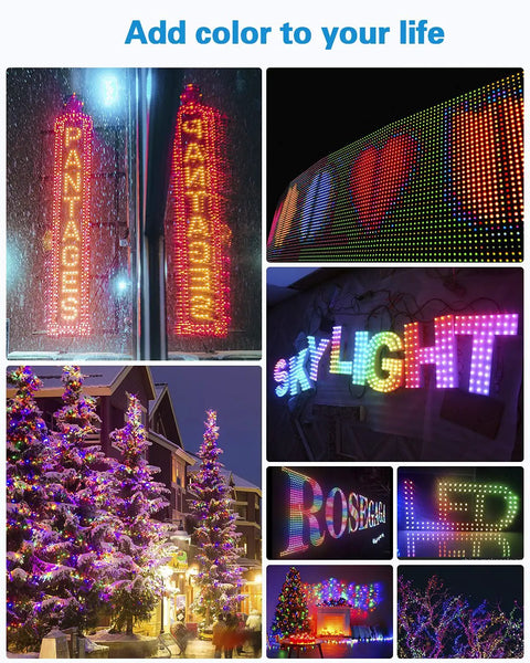 Individually Addressable Dream Color Lit RGB LED Pixels 500 Pack WS2811 12mm Diffused Lights for Outdoor Displays IP68 Waterproof