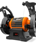 Beast Of A 6 Inch Bench Grinder With 2.1 Amp Motor 3450 RPM Includes 60 Grit And 36 Grit Wheels One Half Inch Arbors