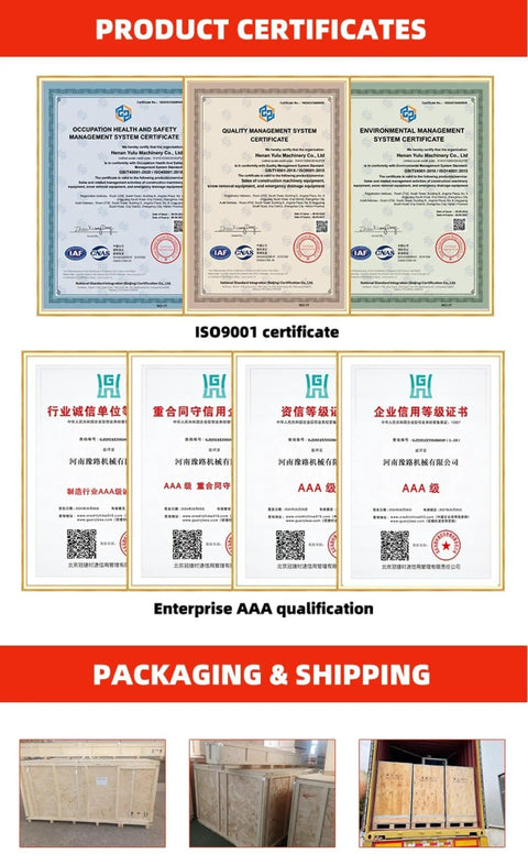 Product certificates and packaging details for Kick Ass Compact Single Mast Aluminum Electric Aerial Lift Platform.