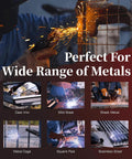 Man welding metal fence with sparks, using Beefy Portable 250A 110V Stick Welder With IGBT Digital LCD for various metals.