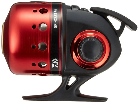 Side view Spincast 80 Closed Face Fishing Reel For Bass And Trout Lightweight Dope Gear With 8.8 Oz Body And Easy One Hand Retrieval