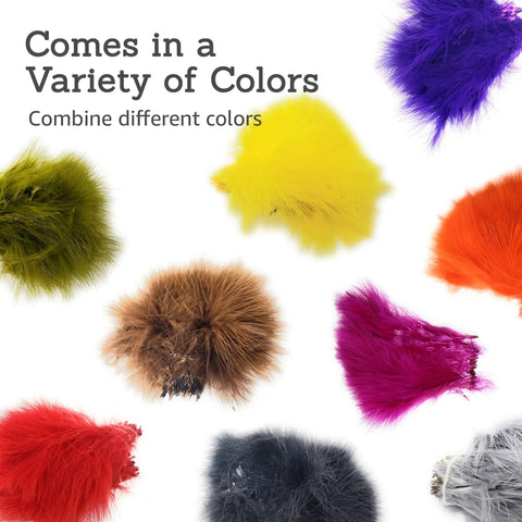 Go To Marabou Feathers For Fly Tying Bundle showing various vibrant colors for custom lure projects.