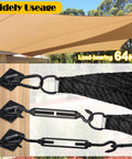 Tough As Nails 304 Stainless Shade Sail Hardware Kit 6 Inch Matte Black attached to wood post for patio installation.