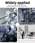 Four Pack SHF10 Linear Shaft Support Brackets for 10mm Rails, Horizontal Guide System, Aluminum Construction with Oxidized Finish, M4 Locking Bolts and M5 Clamping Bolts, 1.26 Inch Hole Spacing, Easy Install, Rugged CNC Grade Precision in industrial automation use
