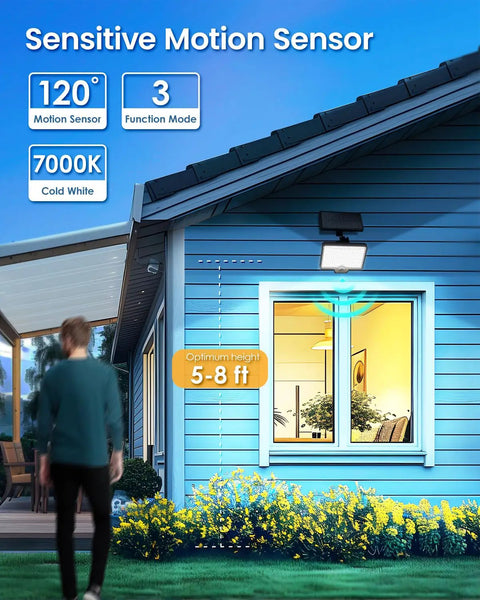 Bright Split Solar Motion Sensor Outdoor Lighting Delivering 2600 Lumens With Durable Weatherproof Build Ideal For Patios Yards And Driveways This Badass Pair Cuts Through Shadows While Keeping Your Crib Locked Down Safely