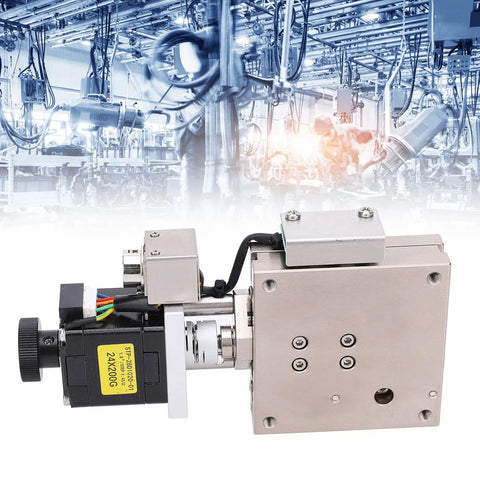 Precision Rail Slide Stage SPX615L With Cross Roller X Axis Platform And Stepper Motor Drive For CNC Machinery, 60x60 mm aluminum stage