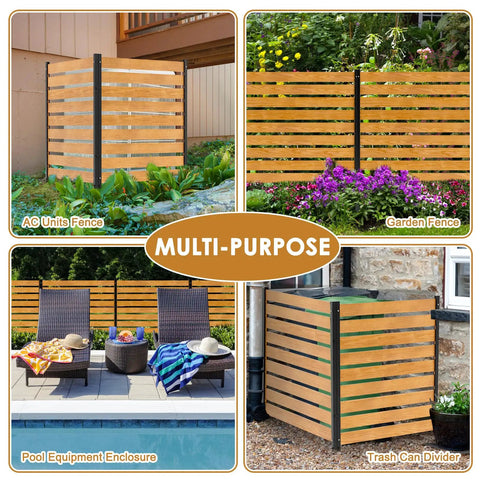 Wood Outdoor Privacy Fence Screen For Air Conditioner Unit, Trash Can Enclosure And Pool Gear, 60 Inch High By 38 Inch Wide Panels