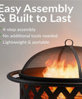 Crossweave Outdoor Wood Burning Fire Pit For Patio Or Yard 36 Inch Round Black Fire Pit with sparks through mesh screen