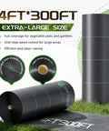 Heavy Duty Weed Barrier Fabric 4 Ft By 300 Ft Ground Cover For Garden And Lawn, Woven Landscape Fabric Mat, rolls on grass