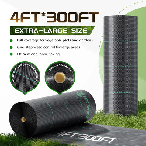 Heavy Duty Weed Barrier Fabric 4 Ft By 300 Ft Ground Cover For Garden And Lawn, Woven Landscape Fabric Mat, rolls on grass