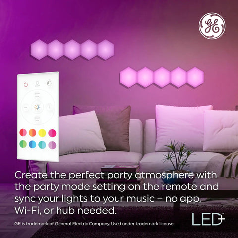 Color Changing LED Hexagon Tile Panels With Remote No App Or WiFi Needed Dorm Room Decor 6 Pack mounted on wall