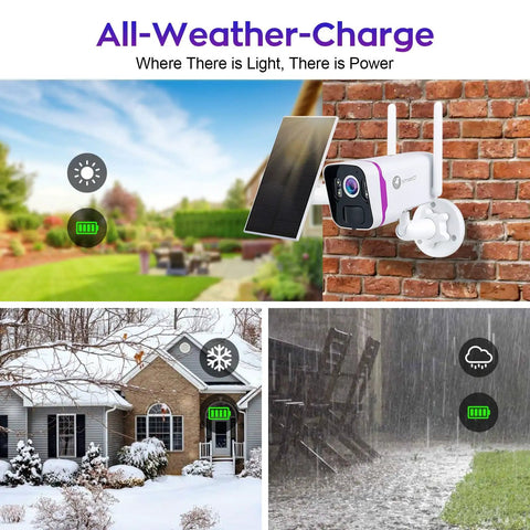Solar Powered Wireless Home Security Camera System With Four Cameras And 4MP QHD, NVR Supports Ten Channels Expandable To 4K, Easy Plug And Play Setup, No Power Cables Needed, Over 120 Days Video Storage, Ideal For Home Or Small Business