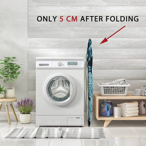 Portable Foldable Bathtub For Adults With Large Capacity next to washing machine, folded to 5 cm width, in modern laundry room.