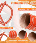 3 Inch By 10 Foot Silicone Air Duct Hose Ultra Flexible High Temp Ducting For Dryer Or HVAC Red Color with size details