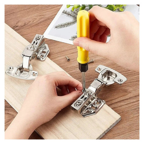 Hands installing Stainless Steel Cabinet Door Hinges With Hydraulic Damper Soft Close Quiet Wardrobe Concealed With Screws