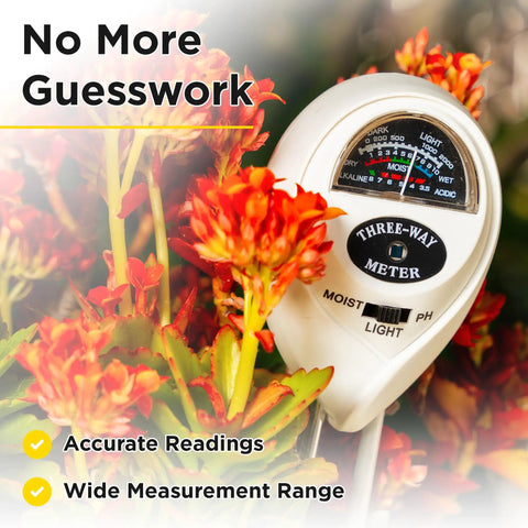 3-In-1 Soil Moisture, Light, And pH Meter For Indoor And Outdoor Plants No Batteries Required Hygrometer Tester in garden