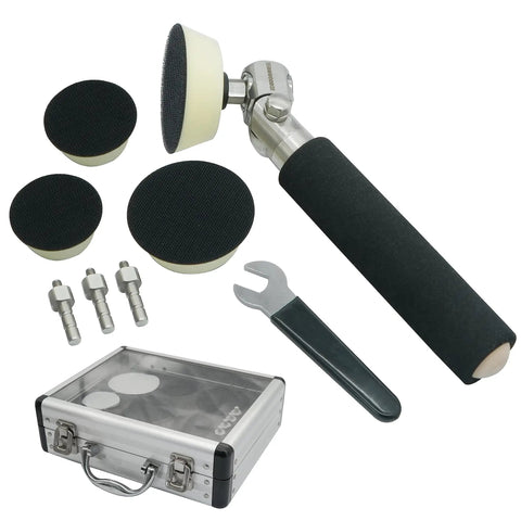 Ergonomic Handheld Bowl Sander Kit For Wood Turning Works Magic On Convex And Concave Surfaces With Easy Angle Swaps and grit papers.