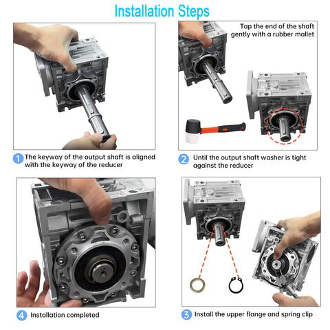 Installation guide for Output Shaft For NMRV040 Worm Gear Box With Gaskets S Ring Corner Pin For Nema 34 Stepper Motor RV040 18mm