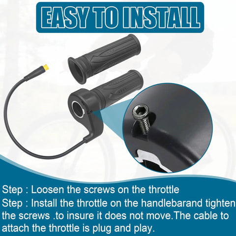 Full Twist Throttle Grip With Waterproof Connector For Ebikes And E Scooters 3 Pin Waterproof Connection Fits 12V To 72V Electric Bicycles Mountain Bikes And Scooters Anti Slip Rubber Grip For Smooth Acceleration And Safety
