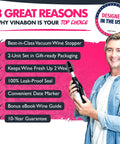 Person holding Vacuum Wine Stopper Set Pack Of 2 Keeps Wine Fresh Up To Fifteen Days With One Pump Button Leak Proof Seal