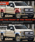 2017 Ford F250 truck after front leveling kit installation shows 3 inch lift for improved stance and clearance.