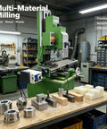 Techtongda 8x33 Inch Metal Milling Machine With 2HP Brushless Motor For 110V Power Featuring Precision 3-Axis Digital Readout System And Grating Ruler For Super Accurate Real-Time Position Monitoring In Any Workshop Environment Today, showcased in a workshop with various materials.