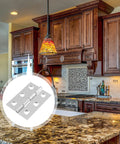 Twenty Pack Three Inch Butt Hinges For Cabinet Doors With Mirror Chrome Finish on a kitchen countertop with cabinetry.