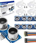 Quad Pack Ultrasonic Distance Sensor Modules With Mounting Brackets For Arduino R3 Mega 2560 Nano Duemilanove Ideal For Robotics Obstacle Avoidance Parking Assist Includes Mounting Hardware And Storage Case