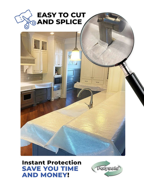 Temporary Floor Protection For Construction 39.5 Inch By 100 Foot Self Adhesive No Tape Required Easy To Install Reusable Floor Covering